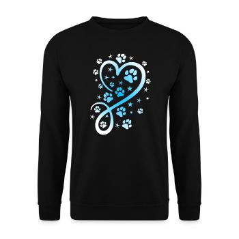 Herz mit Pfötchen und Sternen - Unisex Pullover - Schwarz - Vorne - Alina (178cm) & Michal (187cm)