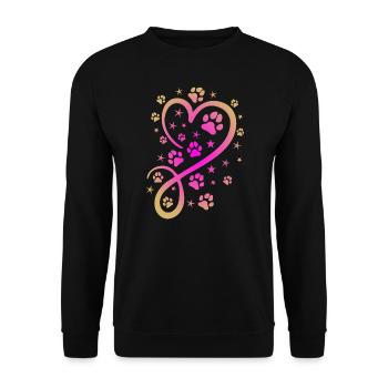 Herz mit Pfötchen und Sternen - Unisex Pullover - Schwarz - Vorne - Alina (178cm) & Michal (187cm)