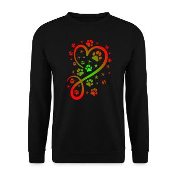 Herz mit Pfötchen und Sternen - Unisex Pullover - Schwarz - Vorne - Alina (178cm) & Michal (187cm)