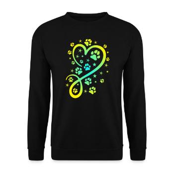 Herz mit Pfötchen und Sternen - Unisex Pullover - Schwarz - Vorne - Alina (178cm) & Michal (187cm)