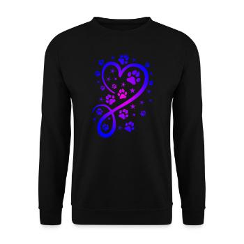 Herz mit Pfötchen und Sternen - Unisex Pullover - Schwarz - Vorne - Alina (178cm) & Michal (187cm)