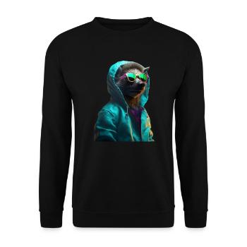 Hyena with sunglasses Colorful Cool hyenas Africa - Unisex Sweatshirt - black - Front - Alina (178cm) & Michal (187cm)