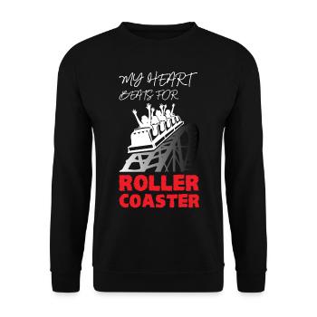 My Heart Beats for Roller Coaster - Unisex Pullover - Schwarz - Vorne - Alina (178cm) & Michal (187cm)