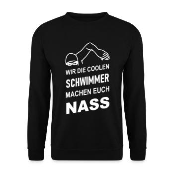 Die coolen Schwimmer machen euch nass - Unisex Pullover - Schwarz - Vorne - Alina (178cm) & Michal (187cm)