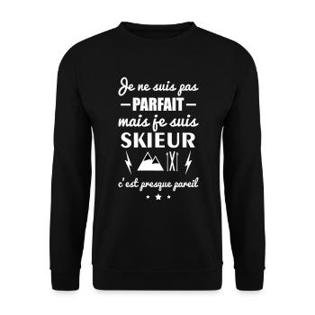 pas parfait skieur,idée cadeau ski - Sweat-shirt Unisexe - noir - Devant - Alina (178cm) & Michal (187cm)