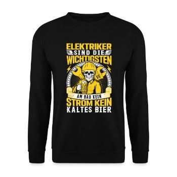 Elektriker Elektroniker Geschenk - Unisex Pullover - Schwarz - Vorne - Alina (178cm) & Michal (187cm)
