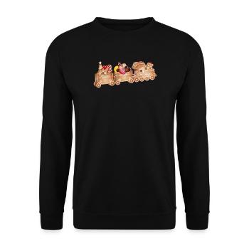 magique chemin de fer en pain d’épices 3D pour Noël - Sweat-shirt Unisexe - noir - Devant - Alina (178cm) & Michal (187cm)