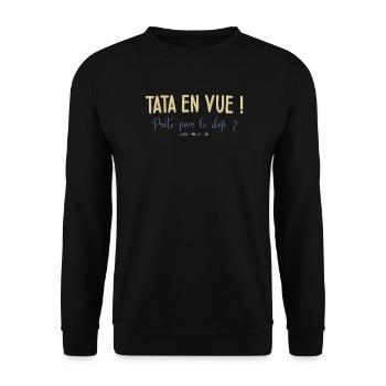 Tata en vue ! Prête pour le défi ? Cadeau Annonce - Sweat-shirt Unisexe - noir - Devant - Alina (178cm) & Michal (187cm)