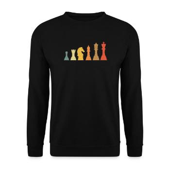 Schach Evolution Vintage Retro - Unisex Pullover - Schwarz - Vorne - Alina (178cm) & Michal (187cm)