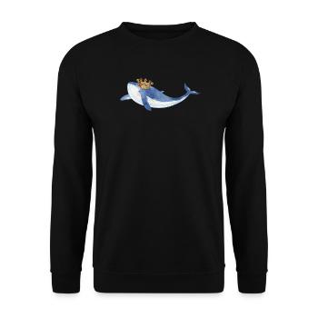 bright blue whale fish with golden crown - Unisex Sweatshirt - black - Front - Alina (178cm) & Michal (187cm)