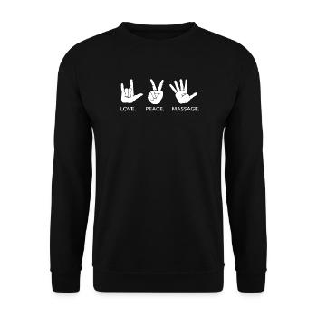 Love Peace Massage Therapist Masseuse Body - Unisex Sweatshirt - black - Front - Alina (178cm) & Michal (187cm)