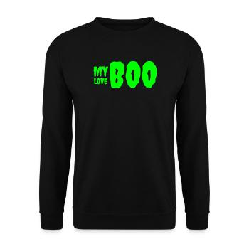 Bold Green 'My Love' Birthday Text Design - Unisex Sweatshirt - black - Front - Alina (178cm) & Michal (187cm)