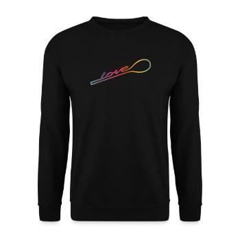 Mit Liebe gekocht – bunter Kochlöffel - Unisex Pullover - Schwarz - Vorne - Alina (178cm) & Michal (187cm)