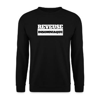 Schlafloser Träumer - Schwarzer Humor - Unisex Pullover - Schwarz - Vorne - Alina (178cm) & Michal (187cm)