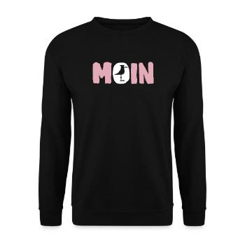 Moin mit Möwe - Unisex Pullover - Schwarz - Vorne - Alina (178cm) & Michal (187cm)
