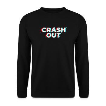 Crash Out – Glitch-Stil weiß-rot-cyan - Unisex Pullover - Schwarz - Vorne - Alina (178cm) & Michal (187cm)