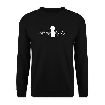 Katzenpfote EKG Herzschlag - Unisex Pullover - Schwarz - Vorne - Alina (178cm) & Michal (187cm)