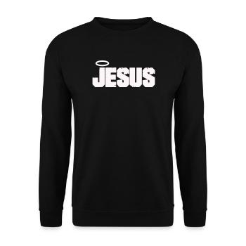 Jesus lettering with halo - Unisex Sweatshirt - black - Front - Alina (178cm) & Michal (187cm)