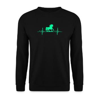 pferd herzschlag - Unisex Pullover - Schwarz - Vorne - Alina (178cm) & Michal (187cm)