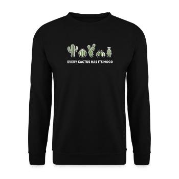 Every Cactus Has Its Mood – Cactus Motif - Unisex Sweatshirt - black - Front - Alina (178cm) & Michal (187cm)
