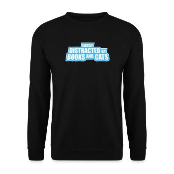 Facilement distrait par les livres et le livre des chats - Sweat-shirt Unisexe - noir - Devant - Alina (178cm) & Michal (187cm)