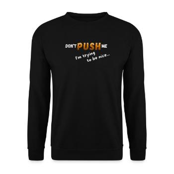 Me Cherche pas – j’essaie d’être sympa - Sweat-shirt Unisexe - noir - Devant - Alina (178cm) & Michal (187cm)