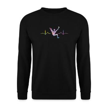Boulderer heartbeat Bouldering Bouldering - Unisex Sweatshirt - black - Front - Alina (178cm) & Michal (187cm)