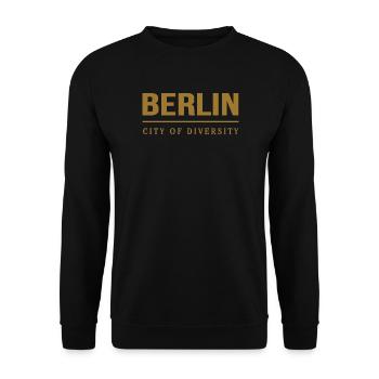 Berlin City of Diversity Hauptsstadt Schriftzug - Unisex Pullover - Schwarz - Vorne - Alina (178cm) & Michal (187cm)