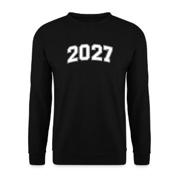 2027 Blockzahlen Retro - Unisex Pullover - Schwarz - Vorne - Alina (178cm) & Michal (187cm)