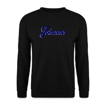 Name Johannes Personalisierung - Unisex Pullover - Schwarz - Vorne - Alina (178cm) & Michal (187cm)