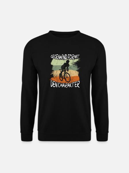 Gegenwind Formt den Charakter Fahrrad Spruch - Unisex Pullover - Schwarz