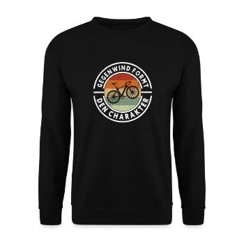 Gegenwind Formt den Charakter Fahrrad Spruch - Unisex Pullover - Schwarz - Vorne - Alina (178cm) & Michal (187cm)