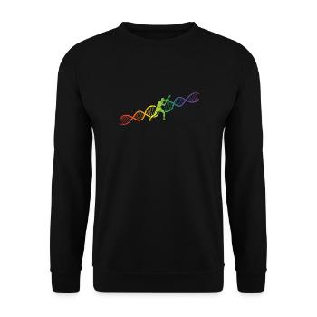 DNA Helix Regenbogen Genetik Tischtennis Bunt - Unisex Pullover - Schwarz - Vorne - Alina (178cm) & Michal (187cm)