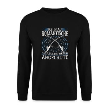 Romantische Ausflüge mit Angelrute Witz Angeln - Unisex Pullover - Schwarz - Vorne - Alina (178cm) & Michal (187cm)