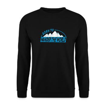 Geboren um die Welt zu bereisen Reise Backpack - Unisex Pullover - Schwarz - Vorne - Alina (178cm) & Michal (187cm)