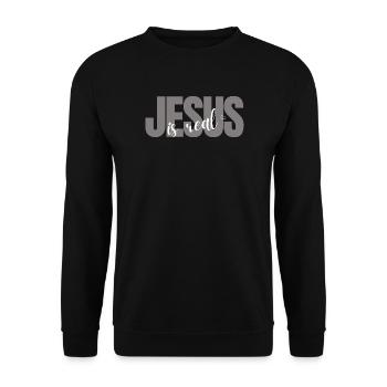 Jesus is Real - Unisex Pullover - Schwarz - Vorne - Alina (178cm) & Michal (187cm)