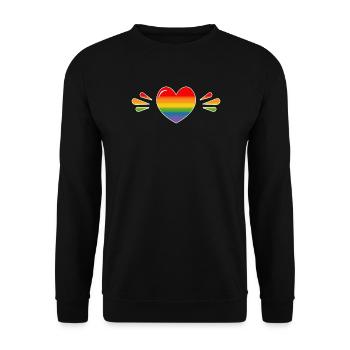 Rainbow Sparkling coeur CHEMISE NOIRE - Sweat-shirt Unisexe - noir - Devant - Alina (178cm) & Michal (187cm)