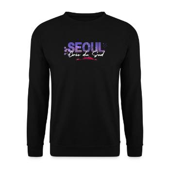 Seoul Skyline Floral Night - Unisex Sweatshirt - black - Front - Alina (178cm) & Michal (187cm)