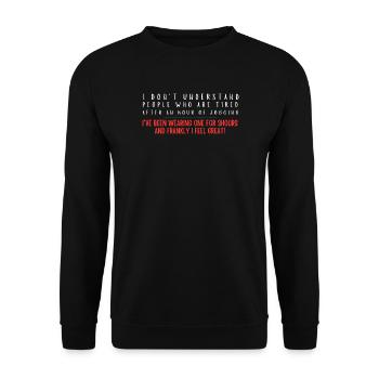 One Hour Jogging Quote Tee - Unisex Sweatshirt - black - Front - Alina (178cm) & Michal (187cm)