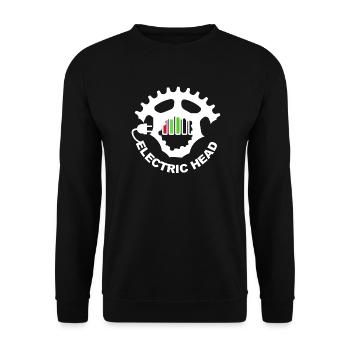 electric head for eBikers - Unisex Sweatshirt - black - Front - Alina (178cm) & Michal (187cm)