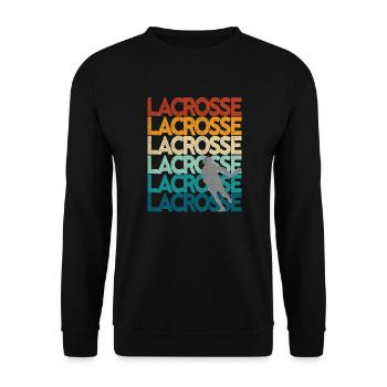 Lacrosse Retro Vintage Sunset - Unisex Pullover - Schwarz - Vorne - Alina (178cm) & Michal (187cm)