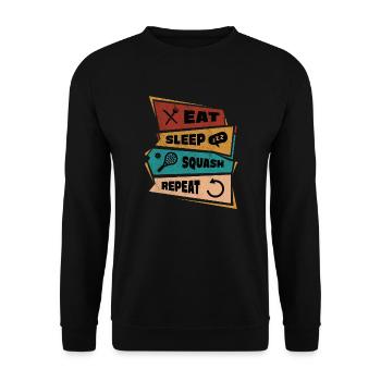 Squash Eat Sleep Repeat Spruch Sport Hobby - Unisex Pullover - Schwarz - Vorne - Alina (178cm) & Michal (187cm)