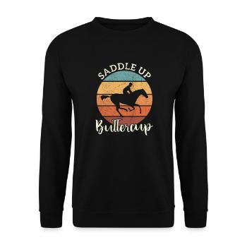 Manger Dormir Chevaux de course Répéter Cavalier Cheval - Sweat-shirt Unisexe - noir - Devant - Alina (178cm) & Michal (187cm)