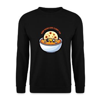 Kawaii "Keep Naan and Curry on" Design - Unisex Sweatshirt - black - Front - Alina (178cm) & Michal (187cm)