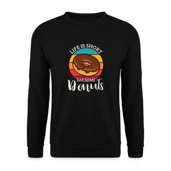 Life Is Short, Eat Donuts - Sweet Life - Unisex Sweatshirt - black - Front - Alina (178cm) & Michal (187cm)