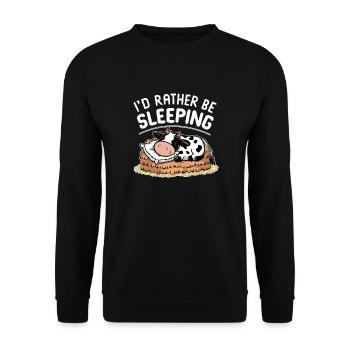 I'd Rather Sleep - Sweet Cow Nap - Unisex Sweatshirt - black - Front - Alina (178cm) & Michal (187cm)