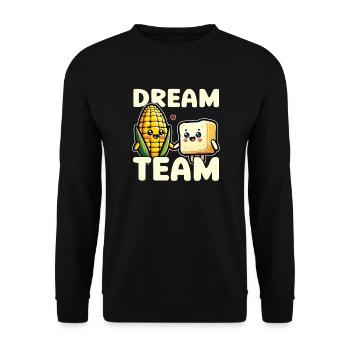 Kawaii Corn and Butter Dream Team Food Lover - Unisex Sweatshirt - black - Front - Alina (178cm) & Michal (187cm)