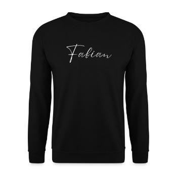 Fabian Name T-Shirt Geschenk Für Männer - Unisex Pullover - Schwarz - Vorne - Alina (178cm) & Michal (187cm)