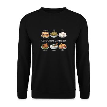 Greek Cuisine is Happiness Food Lover - Unisex Sweatshirt - black - Front - Alina (178cm) & Michal (187cm)