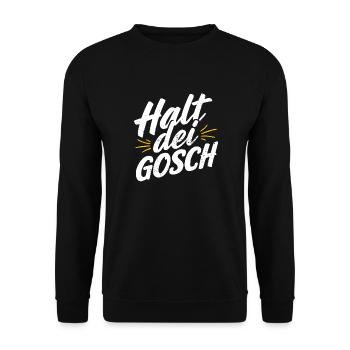 Pfälzer Schwarzwald Schwaben Spruch Halt dei Gosch - Unisex Pullover - Schwarz - Vorne - Alina (178cm) & Michal (187cm)